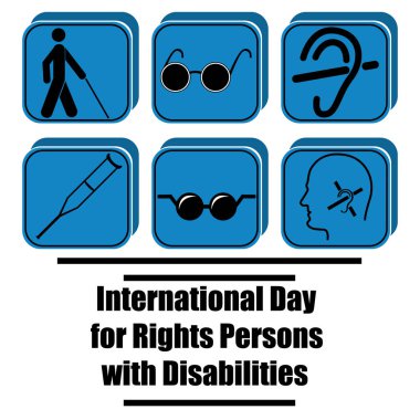 Vector illustration for International Day of Persons with Disabilities with symbolical icons of blind, deaf, and physically disabled people clipart