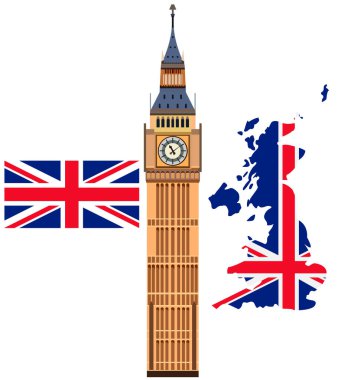 Ulusal bayrak ve ülke bölge ile İngiltere'nin manzaraları