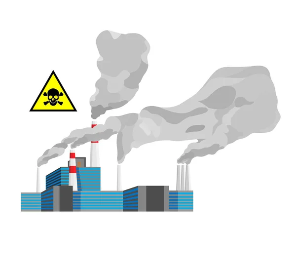 A plant with many pipes polluting the environment with smoke. — Stock Vector
