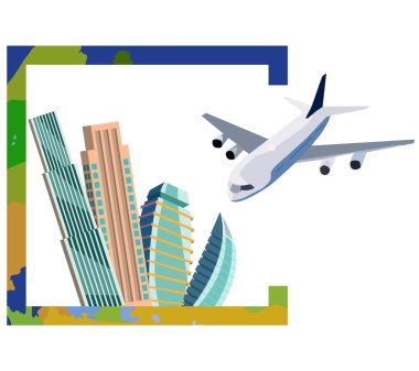 Simge gökdelenler, diğer binalar ve diğer yardımcı elemanlar oluşur.