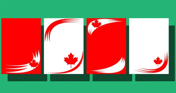 Conjunto de design de capa moderna abstrata com fotos de flores e emblemas da bandeira do Canadá. Modelo de design de capa para decoração, brochura, catálogo, cartaz, livro, apresentação de revista etc . — Vetor de Stock