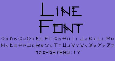 Düz ve paralel çizgilerin yazı tipi. Sayılar ve noktalama işaretleri.