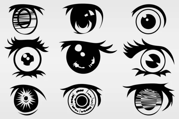 Conjunto Nueve Ojos Pintados Varios Estilos Rendimiento Conjunto Para Diversos — Vector de stock