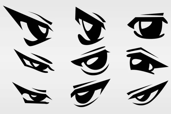 Set Nine Painted Eyes Various Styles Performance Set Various Purposes — Stock Vector