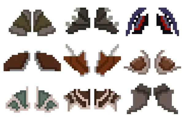 Ensemble Neuf Éléments Pixel Armure Épaule Pour Les Jeux Les — Image vectorielle