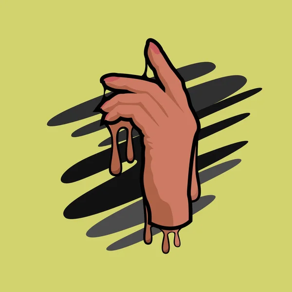 Изображение Человеческой Руки Стиле Протекающей Краски Изображения Предназначенные Искусства Медицины — стоковый вектор