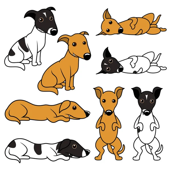 Desenhos Animados Conjunto Ilustração Vetor Filhote Duas Variantes Cãozinho Bege — Vetor de Stock