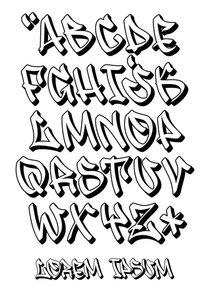 Vektorschrift Handgeschriebenem Graffiti Stil Großbuchstaben Alphabet — Stockvektor