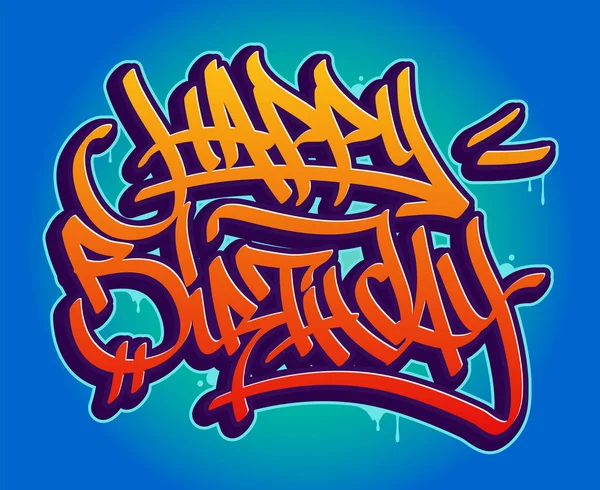 Tarjeta Feliz Cumpleaños Estilo Graffiti — Vector de stock
