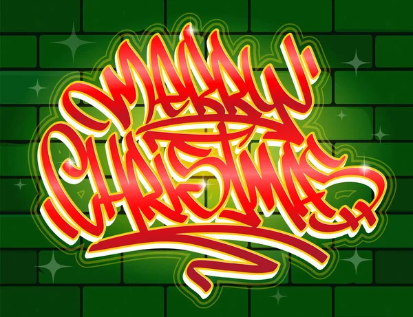 Joyeux Noël Lettrage Carte Voeux Dans Style Graffiti Dans Des — Image vectorielle