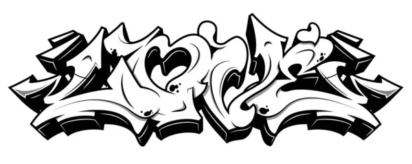 Grafiti tarzında aşk. Beyaz arka planda yalıtılmış siyah çizgi.
