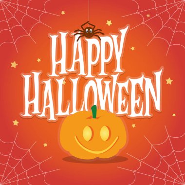 Mutlu Cadılar Bayramı yazı kartı. Sevimli vektör illüstrasyon