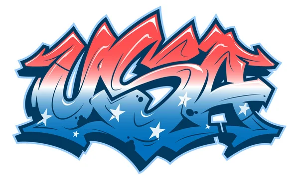 Lettrage Usa Dans Style Graffiti Lisible Couleurs Rouge Blanc Bleu — Image vectorielle