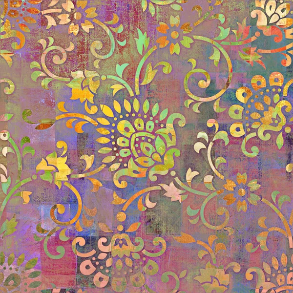 グランジのテクスチャの背景 花のパターンの背景 アートデザイン — ストック写真