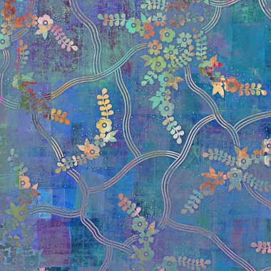 Klasik doku arka planı, çiçek desenli arka plan, modern sanat