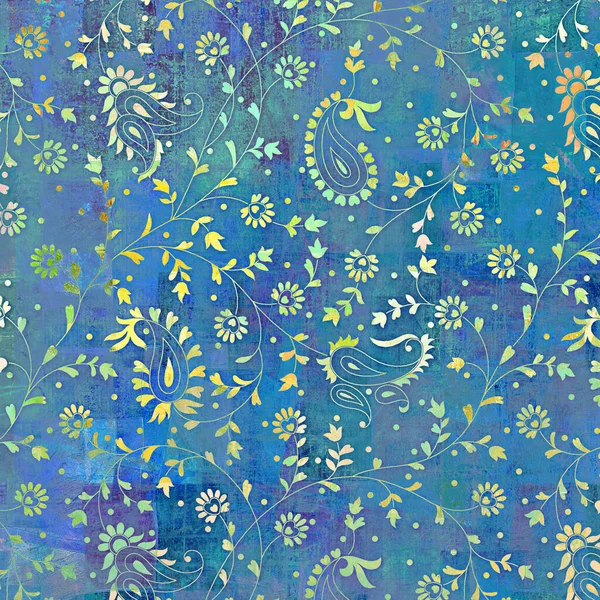 Винтажный Текстурный Фон Цветочный Фон Современное Искусство — стоковое фото
