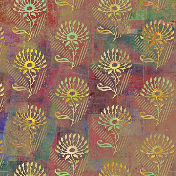 Fondo Textura Vintage Fondo Patrón Floral Fondo Textura Grunge —  Fotos de Stock