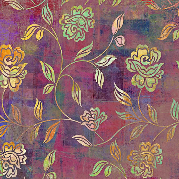 Vintage Textur Hintergrund Blumenmuster Hintergrund Kunst Design — Stockfoto