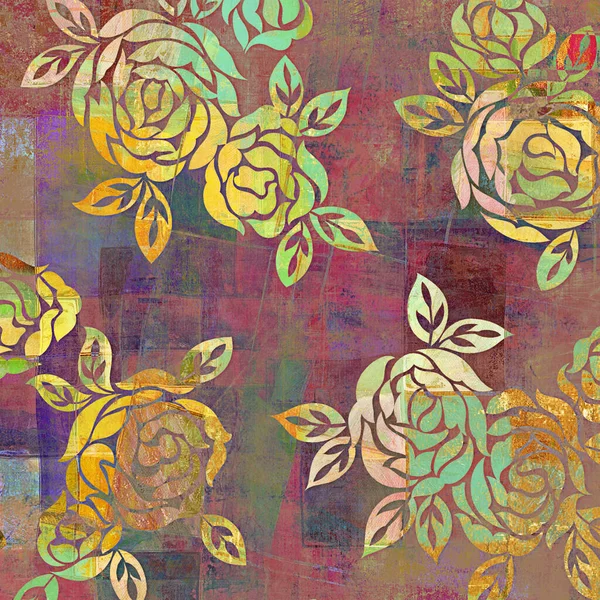 Fundo Textura Vintage Fundo Padrão Floral Design Arte — Fotografia de Stock