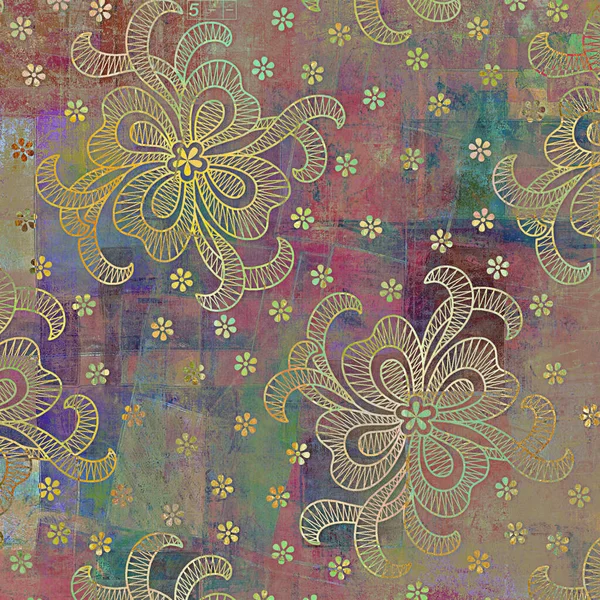 Fundo Textura Vintage Fundo Padrão Floral Design Arte — Fotografia de Stock