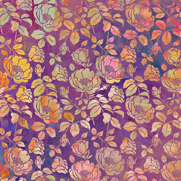 グランジのテクスチャの背景 花のパターンの背景 アートデザイン — ストック写真