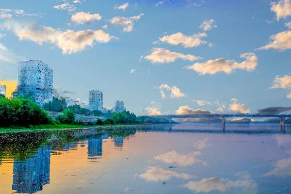 Tranquille Tôt Matin Sur Vieil Irtych Sibérie Seulement Parfois Cargo — Photo