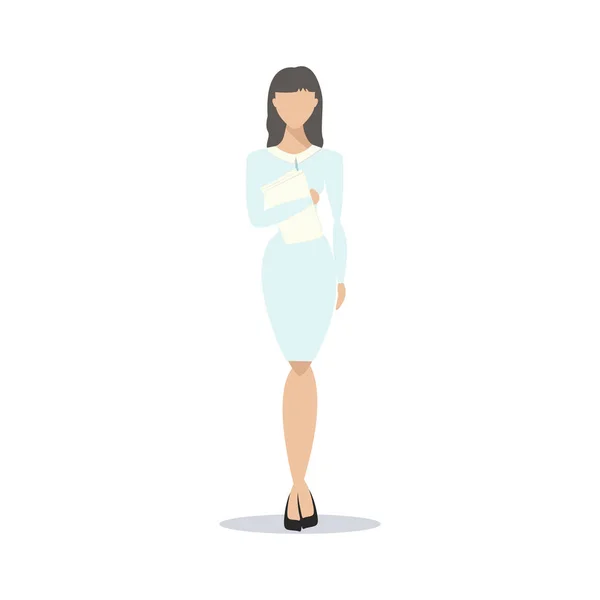 Business Woman Carrying Papers Going Meeting Isolated Vector Illustration Flat — Stock Vector