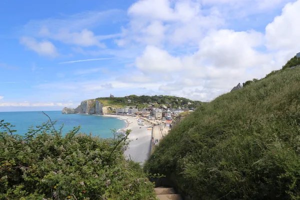 France Normandy Etretat Coast Июнь 2014 Просмотреть Красоту Пейзаж — стоковое фото