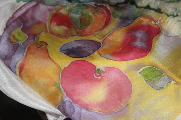 Batik Seide Schönheit Lieblichkeit Stoff Stoff Textilmalerei Wandbild Farbe — Stockfoto