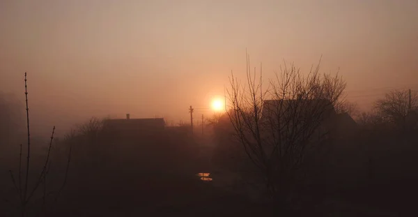 Ködös Reggel Folyón Dawn — Stock Fotó