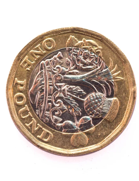 Ein Pfund Münze Isoliert Auf Weißem Baackground lizenzfreie Stockbilder