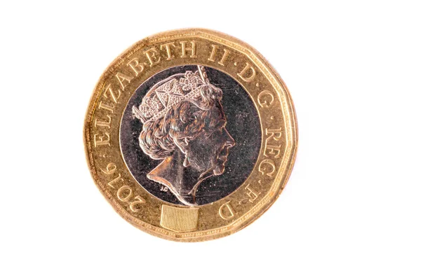 Одна Фунтова Монета Ізольована Білому Тлі — стокове фото