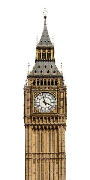 Μπιγκ Μπεν Στο Λονδίνο Ηνωμένο Βασίλειο Απομονώνονται Λευκό Φόντο — Φωτογραφία Αρχείου