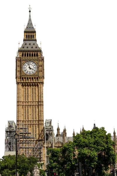 Big Ben London Großbritannien Isoliert Auf Weißem Hintergrund Stockbild