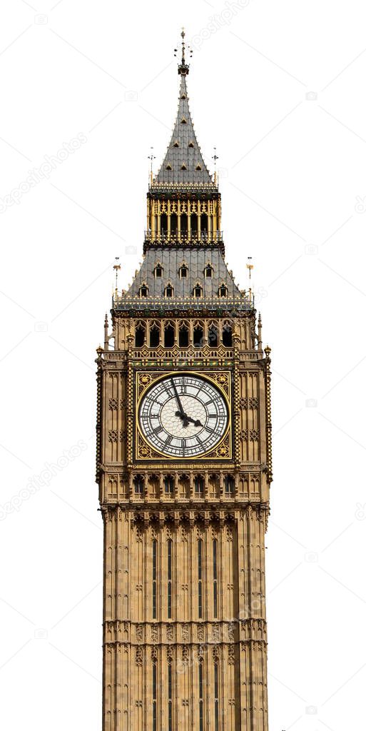 Big Ben in London, UK, isolated in white background