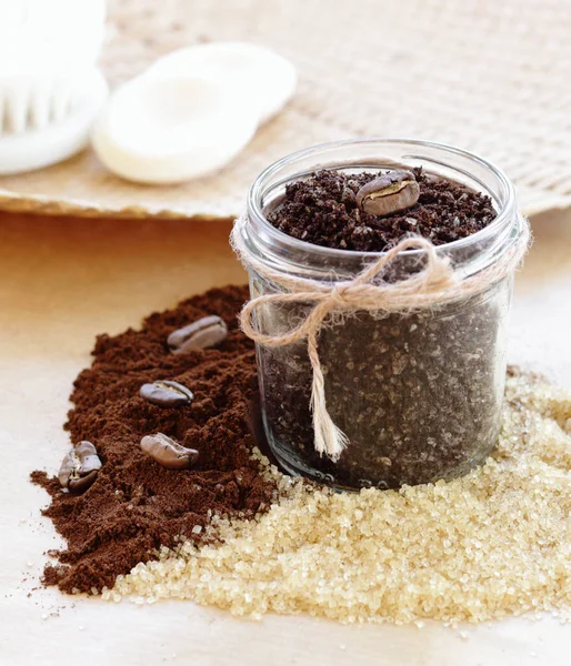 Scrub prepared from coffee and brown sugar
