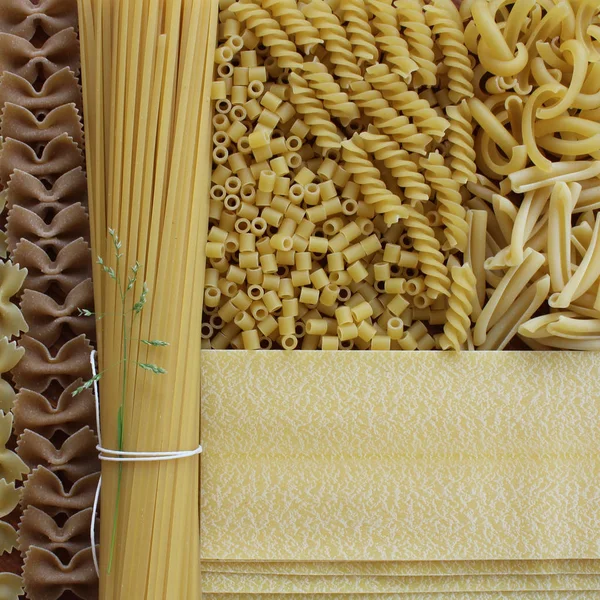 Small selection of Italian mixed durum wheat pasta and whole wheat farfalle