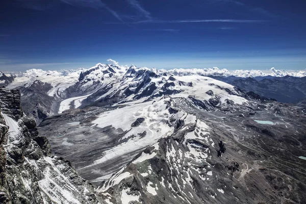 Alpino Bela Paisagem Vista Panorâmica Sobre Picos Alpes Geleira Céu — Fotografia de Stock