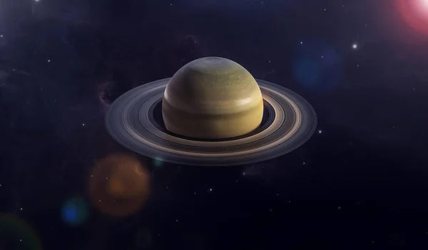 Saturno Planeta Universo Planeta Com Anéis Chama Saturno Renderização — Fotografia de Stock