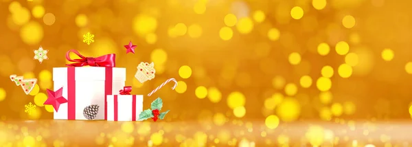 Weihnachten Funkeln Geschenk Kopierplatz Vorlage Frohe Weihnachten Gold Glitzergeschenk Hintergrund — Stockfoto