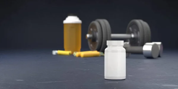 비타민 사용하여 육체미 운동을 보조제는 템플릿을 렌더링 — 스톡 사진