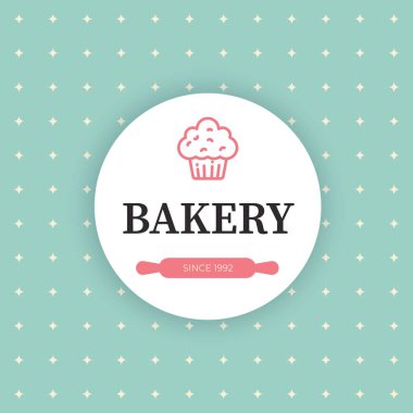 Ekmek ve hamur işleri etiketleri, rozetler, Amblemler, bakeshop ve şirketler için vektör logosu. Logo tasarım pişirme kek, çizimi