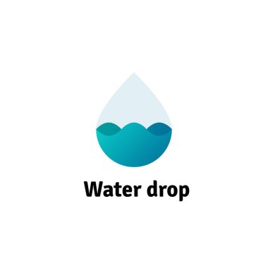 Su damla dalgalar degrade logosu. Yağmur tasarım şablonu. Aqua kavramı