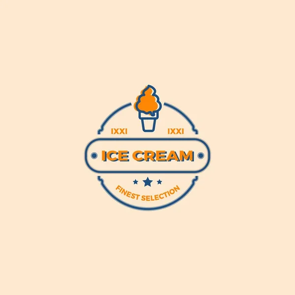 Modelo de logotipo retro sorvete. Elemento de design vetorial estilo vintage para crachá ou etiqueta. Silhueta de sorvete — Vetor de Stock