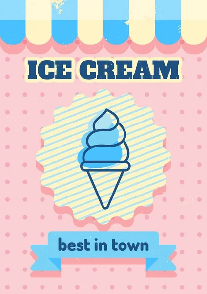 Vintage fagylalt poszter. Retro plakát-jégkrém bolt, étterem és menü kártya vektoros illusztráció — Stock Vector