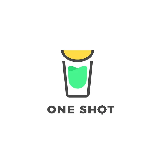 Vector logotipo esboço de vidro de tiro. Modelo de design de bebidas para restaurantes, bares, pubs, clubes e festas —  Vetores de Stock