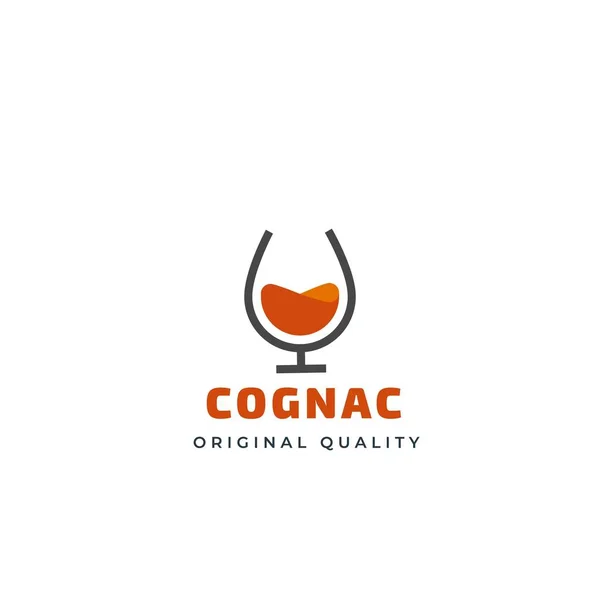Logotipo del contorno vectorial de coñac y copa de brandy. Plantilla de diseño de bebidas para restaurantes, bares, pubs, clubes y fiestas — Vector de stock