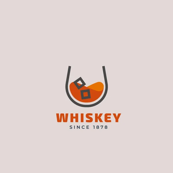 Logotipo del esquema vectorial del vaso de whisky. Plantilla de diseño de bebidas para restaurantes, bares, pubs y empresas — Vector de stock