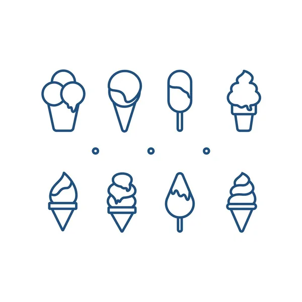 Set vettoriale di contorno gelato. Elementi alimentari estivi. Modello di design del dessert — Vettoriale Stock