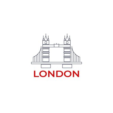 Vektör çizim Londra ünlü dönüm noktası. Tower Bridge İngiltere'de çağdaş çizgi logosu. Seyahat etmek simge